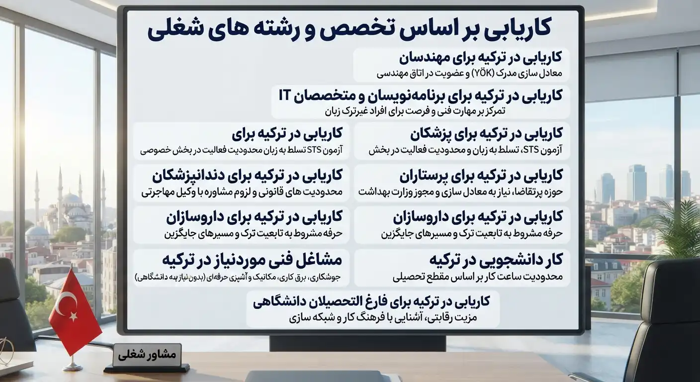 کاریابی بر اساس تخصص و رشته های شغلی